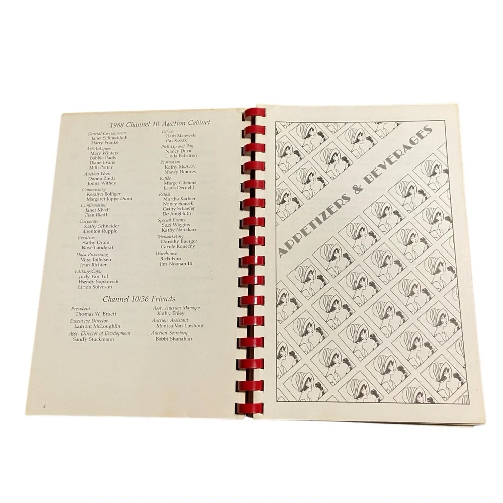 Vintage Spiral-Bound Cookbook Soft Cover The Roaring 20th Auction Recipe Book